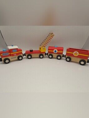 Janod Wooden Firefighter Train Set Magnetic